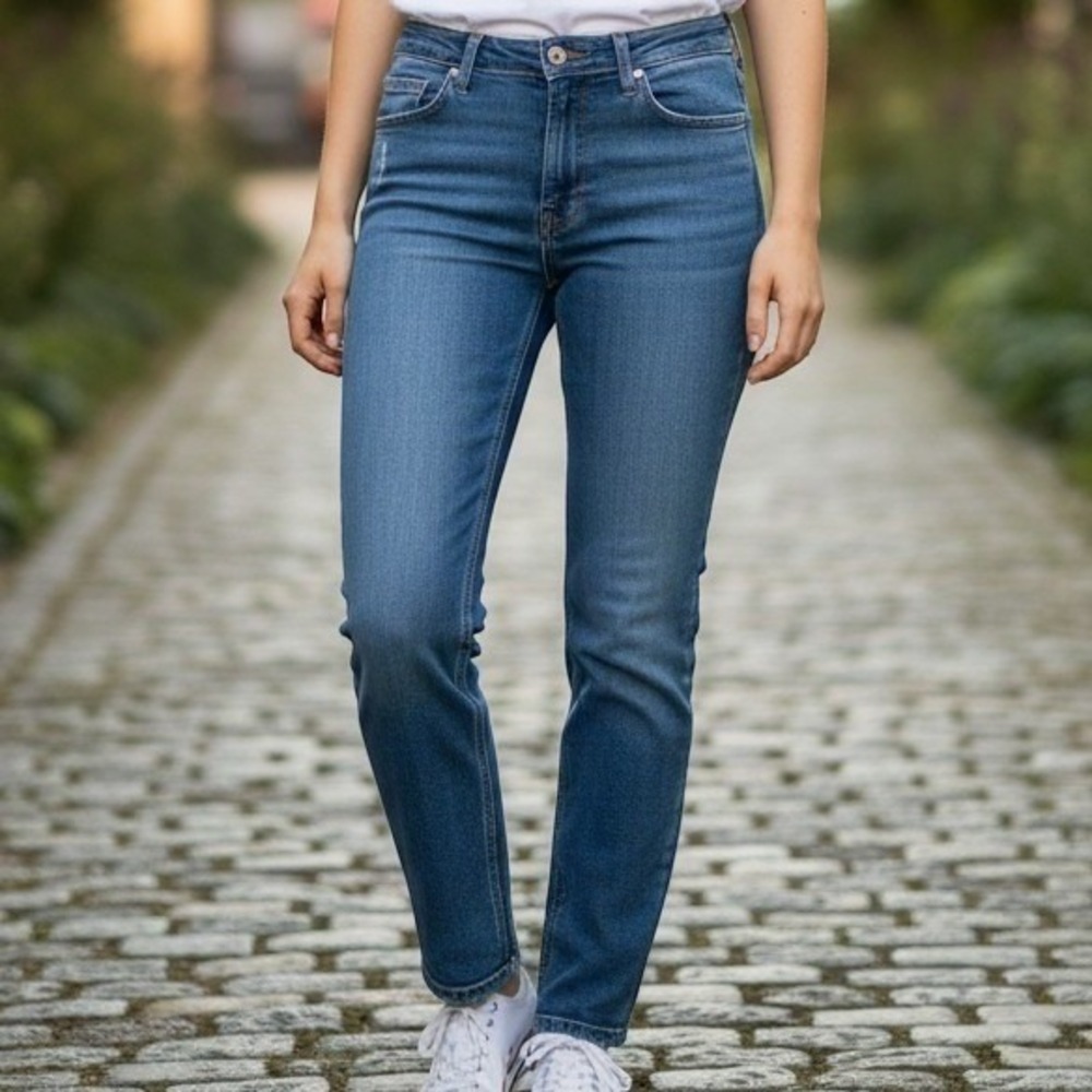 Tommy Hilfiger Boyfriend Jeans Womens Size 35 Relaxed Fit Denim Blue Medium Wash